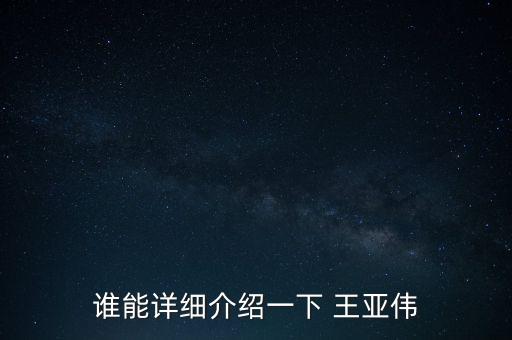 誰能詳細介紹一下 王亞偉