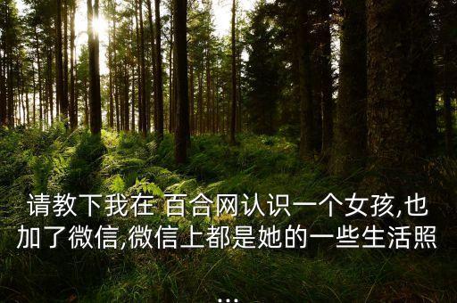 請教下我在 百合網認識一個女孩,也加了微信,微信上都是她的一些生活照...