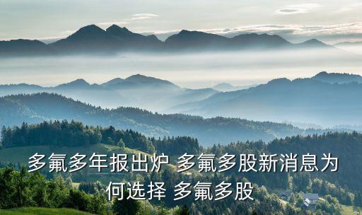  多氟多年報出爐 多氟多股新消息為何選擇 多氟多股
