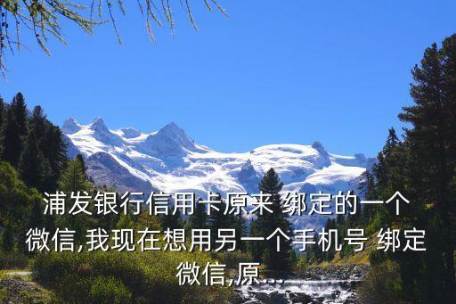  浦發(fā)銀行信用卡原來 綁定的一個(gè) 微信,我現(xiàn)在想用另一個(gè)手機(jī)號 綁定 微信,原...