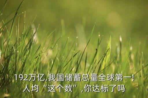 192萬億,我國儲蓄總量全球第一!人均“這個(gè)數(shù)”,你達(dá)標(biāo)了嗎