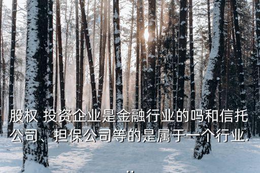 股權 投資企業(yè)是金融行業(yè)的嗎和信托公司、擔保公司等的是屬于一個行業(yè)...