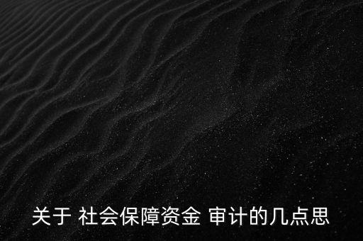 關(guān)于 社會保障資金 審計的幾點思