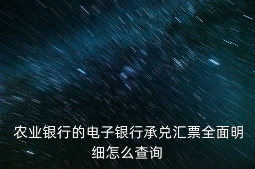  農業(yè)銀行的電子銀行承兌匯票全面明細怎么查詢