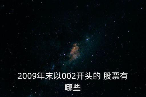2009年末以002開頭的 股票有哪些