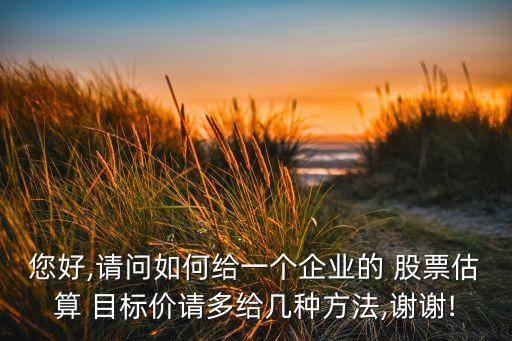您好,請問如何給一個(gè)企業(yè)的 股票估算 目標(biāo)價(jià)請多給幾種方法,謝謝!