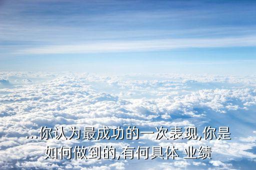 ...你認(rèn)為最成功的一次表現(xiàn),你是如何做到的,有何具體 業(yè)績