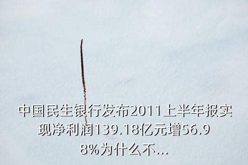 中國民生銀行發(fā)布2011上半年報實(shí)現(xiàn)凈利潤139.18億元增56.98%為什么不...