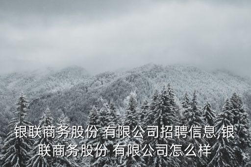 銀聯(lián)商務股份 有限公司招聘信息,銀聯(lián)商務股份 有限公司怎么樣