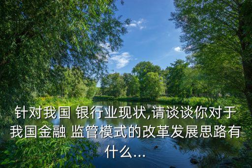 針對我國 銀行業(yè)現狀,請談談你對于我國金融 監(jiān)管模式的改革發(fā)展思路有什么...