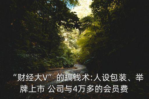 “財(cái)經(jīng)大V”的搞錢術(shù):人設(shè)包裝、舉牌上市 公司與4萬多的會(huì)員費(fèi)