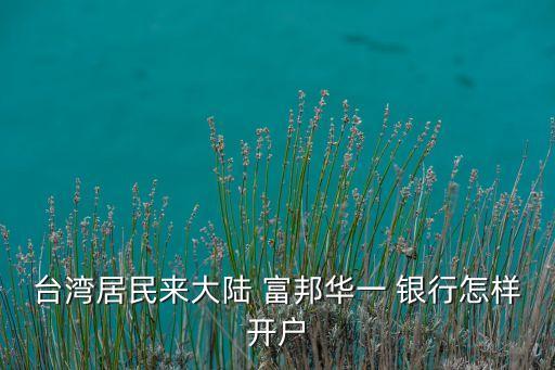 臺(tái)灣居民來大陸 富邦華一 銀行怎樣開戶