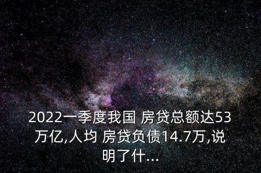 2022一季度我國(guó) 房貸總額達(dá)53萬億,人均 房貸負(fù)債14.7萬,說明了什...