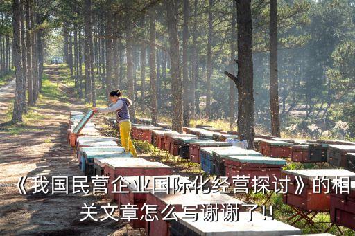 《我國民營企業(yè)國際化經營探討》的相關文章怎么寫謝謝了!!