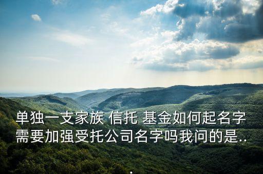 單獨(dú)一支家族 信托 基金如何起名字需要加強(qiáng)受托公司名字嗎我問的是...