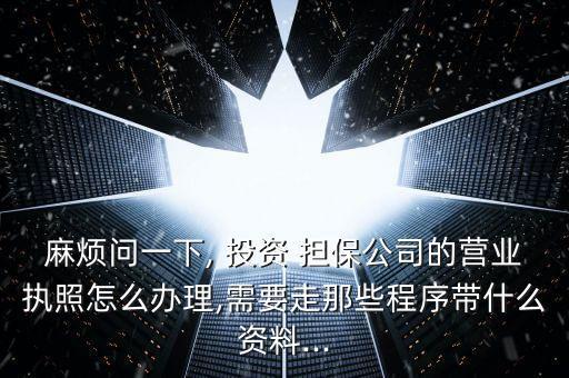 麻煩問一下, 投資 擔保公司的營業(yè)執(zhí)照怎么辦理,需要走那些程序帶什么資料...