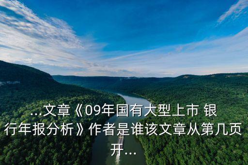 ...文章《09年國有大型上市 銀行年報分析》作者是誰該文章從第幾頁開...