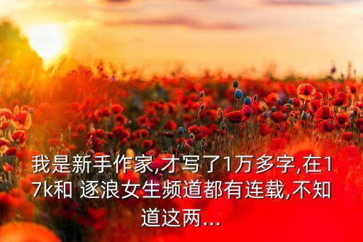 我是新手作家,才寫(xiě)了1萬(wàn)多字,在17k和 逐浪女生頻道都有連載,不知道這兩...