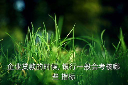 企業(yè)貸款的時候, 銀行一般會考核哪些 指標
