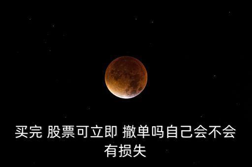 買完 股票可立即 撤單嗎自己會不會有損失