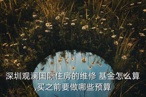 深圳觀瀾國(guó)際住房的維修 基金怎么算,買之前要做哪些預(yù)算