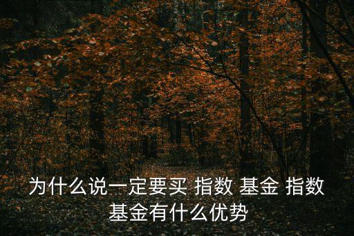 為什么說(shuō)一定要買(mǎi) 指數(shù) 基金 指數(shù) 基金有什么優(yōu)勢(shì)