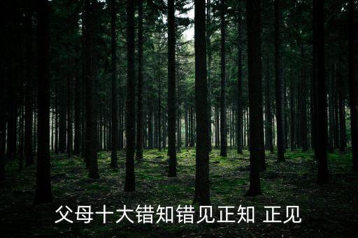 父母十大錯(cuò)知錯(cuò)見正知 正見