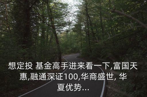 想定投 基金高手進(jìn)來(lái)看一下,富國(guó)天惠,融通深證100,華商盛世, 華夏優(yōu)勢(shì)...