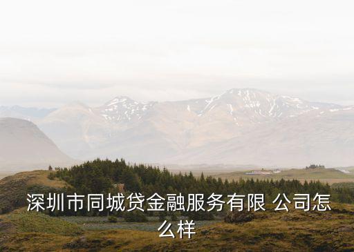  深圳市同城貸金融服務有限 公司怎么樣