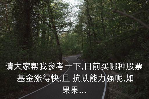 請(qǐng)大家?guī)臀覅⒖家幌?目前買(mǎi)哪種股票 基金漲得快,且 抗跌能力強(qiáng)呢,如果果...