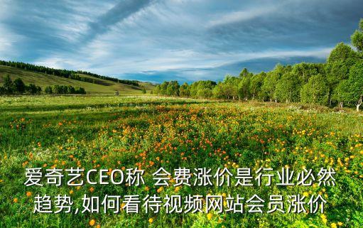 愛奇藝CEO稱 會費(fèi)漲價是行業(yè)必然趨勢,如何看待視頻網(wǎng)站會員漲價