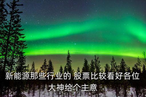 新能源那些行業(yè)的 股票比較看好各位大神給個(gè)主意