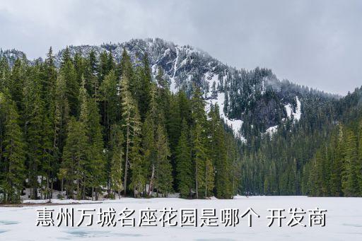 惠州萬(wàn)城名座花園是哪個(gè) 開發(fā)商