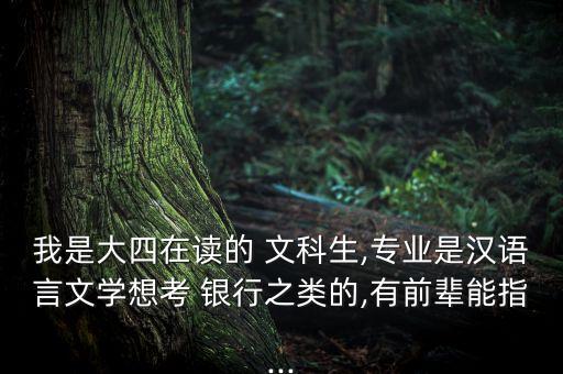 我是大四在讀的 文科生,專業(yè)是漢語言文學想考 銀行之類的,有前輩能指...