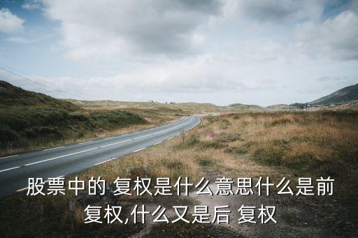  股票中的 復權是什么意思什么是前 復權,什么又是后 復權