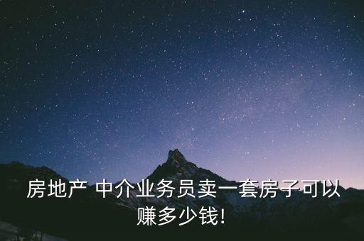  房地產(chǎn) 中介業(yè)務(wù)員賣一套房子可以賺多少錢!