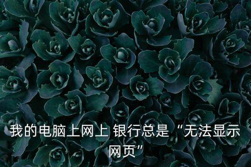 我的電腦上網(wǎng)上 銀行總是“無法顯示網(wǎng)頁”