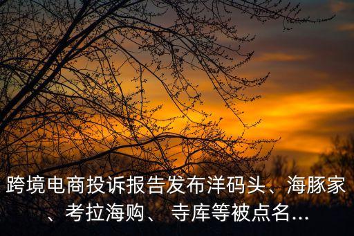 跨境電商投訴報告發(fā)布洋碼頭、海豚家、考拉海購、 寺庫等被點名...