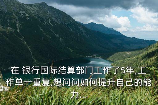 在 銀行國(guó)際結(jié)算部門工作了5年,工作單一重復(fù),想問(wèn)問(wèn)如何提升自己的能力...