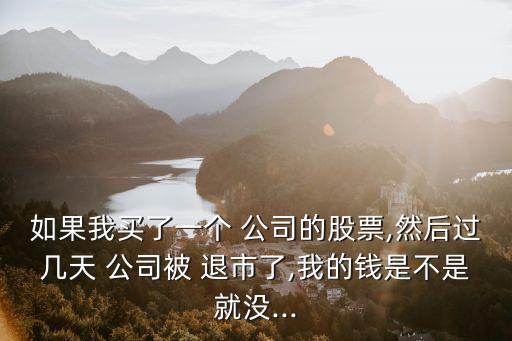 如果我買(mǎi)了一個(gè) 公司的股票,然后過(guò)幾天 公司被 退市了,我的錢(qián)是不是就沒(méi)...