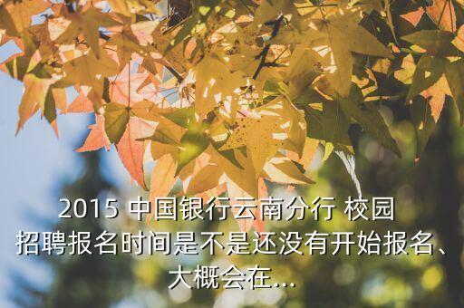 2015 中國銀行云南分行 校園 招聘報名時間是不是還沒有開始報名、大概會在...