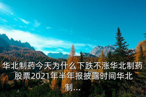 華北制藥今天為什么下跌不漲華北制藥 股票2021年半年報披露時間華北制...