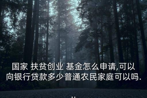 國家 扶貧創(chuàng)業(yè) 基金怎么申請,可以向銀行貸款多少普通農(nóng)民家庭可以嗎...