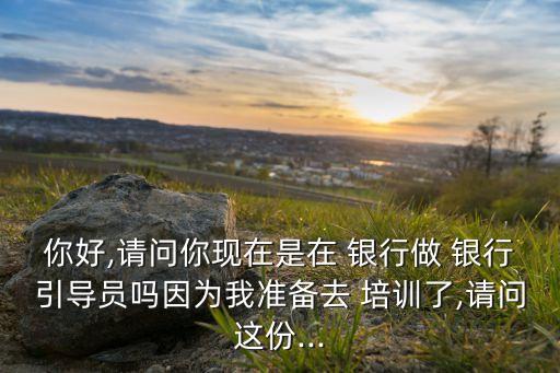 你好,請(qǐng)問你現(xiàn)在是在 銀行做 銀行引導(dǎo)員嗎因?yàn)槲覝?zhǔn)備去 培訓(xùn)了,請(qǐng)問這份...