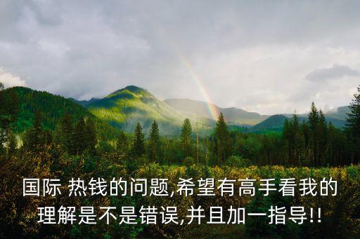 國際 熱錢的問題,希望有高手看我的理解是不是錯(cuò)誤,并且加一指導(dǎo)!!