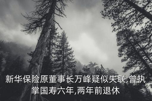 新華保險(xiǎn)原董事長(zhǎng)萬峰疑似失聯(lián),曾執(zhí)掌國(guó)壽六年,兩年前退休