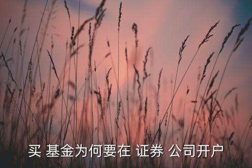 買(mǎi) 基金為何要在 證券 公司開(kāi)戶
