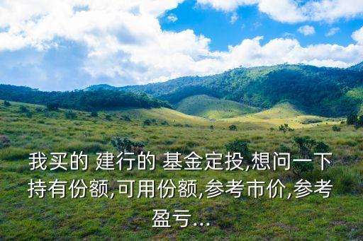 我買(mǎi)的 建行的 基金定投,想問(wèn)一下持有份額,可用份額,參考市價(jià),參考盈虧...