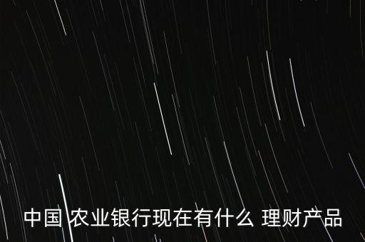 中國 農(nóng)業(yè)銀行現(xiàn)在有什么 理財(cái)產(chǎn)品