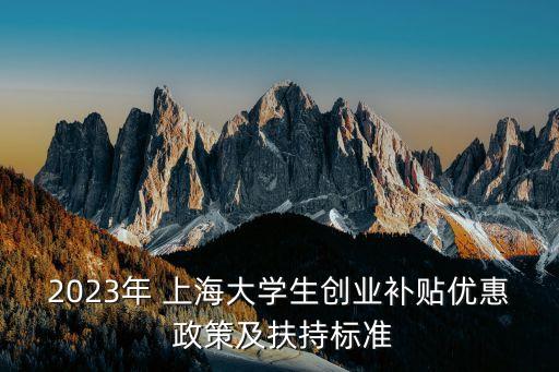 2023年 上海大學生創(chuàng)業(yè)補貼優(yōu)惠 政策及扶持標準